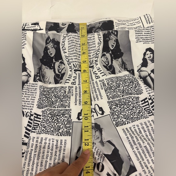 Women’s Trousers in Black and White Newspaper Print. Size Large Handmade - Picture 4 of 9